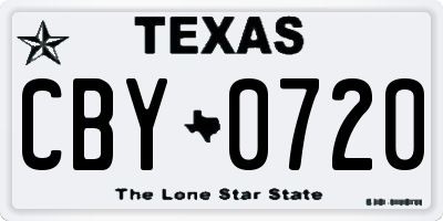 TX license plate CBY0720