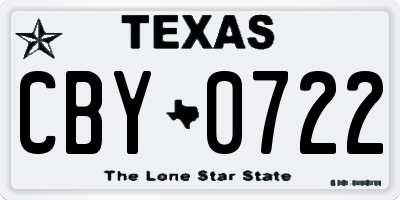TX license plate CBY0722