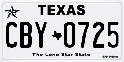 TX license plate CBY0725