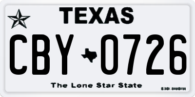TX license plate CBY0726