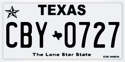TX license plate CBY0727