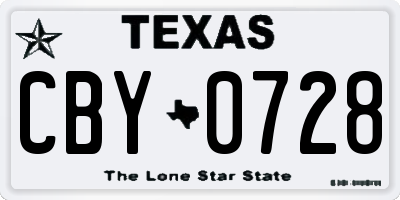 TX license plate CBY0728