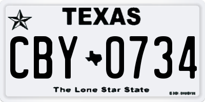TX license plate CBY0734