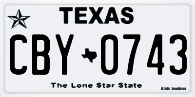TX license plate CBY0743