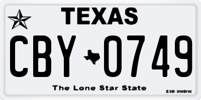 TX license plate CBY0749