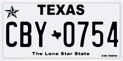 TX license plate CBY0754