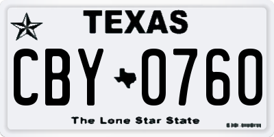 TX license plate CBY0760