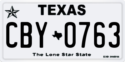 TX license plate CBY0763