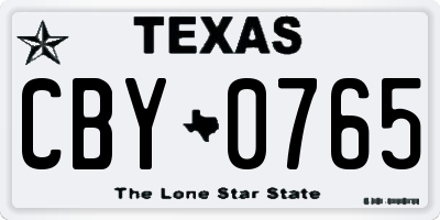 TX license plate CBY0765