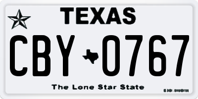 TX license plate CBY0767