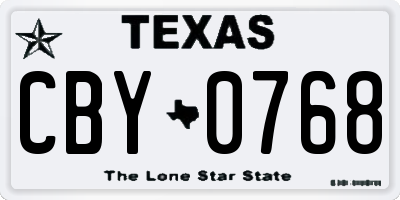 TX license plate CBY0768