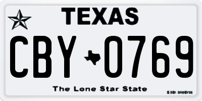 TX license plate CBY0769