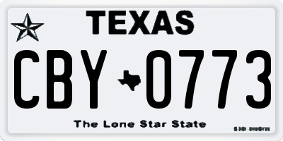 TX license plate CBY0773