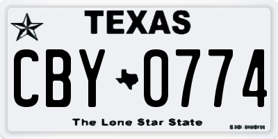 TX license plate CBY0774