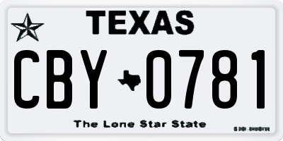 TX license plate CBY0781