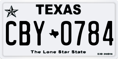 TX license plate CBY0784
