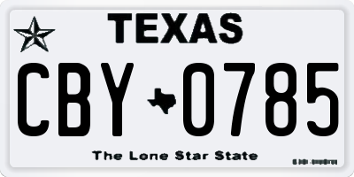 TX license plate CBY0785
