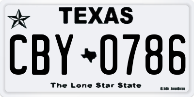 TX license plate CBY0786