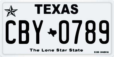 TX license plate CBY0789