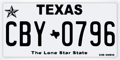 TX license plate CBY0796