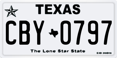 TX license plate CBY0797