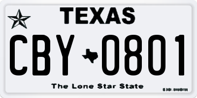 TX license plate CBY0801