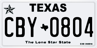 TX license plate CBY0804