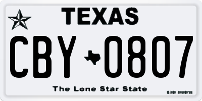 TX license plate CBY0807
