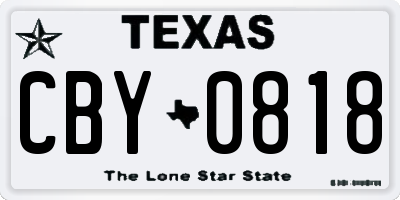TX license plate CBY0818