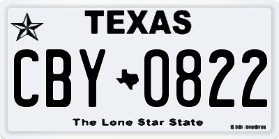 TX license plate CBY0822