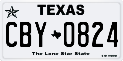 TX license plate CBY0824