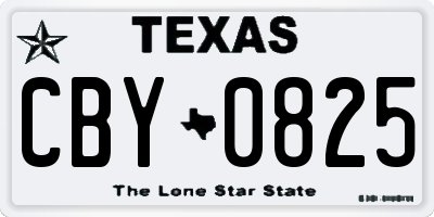 TX license plate CBY0825