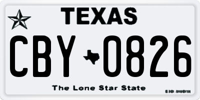 TX license plate CBY0826