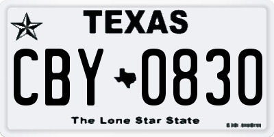TX license plate CBY0830