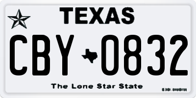 TX license plate CBY0832