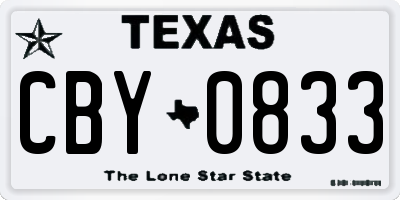 TX license plate CBY0833