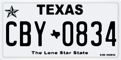 TX license plate CBY0834