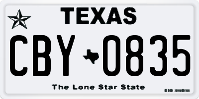TX license plate CBY0835