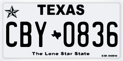 TX license plate CBY0836