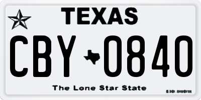TX license plate CBY0840