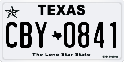 TX license plate CBY0841