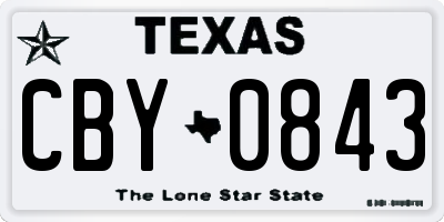 TX license plate CBY0843
