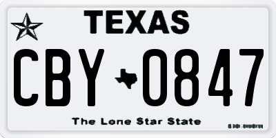 TX license plate CBY0847