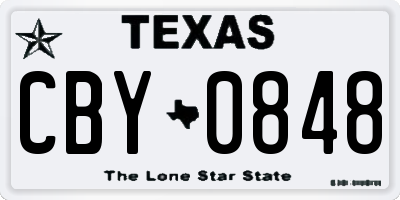 TX license plate CBY0848
