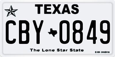 TX license plate CBY0849