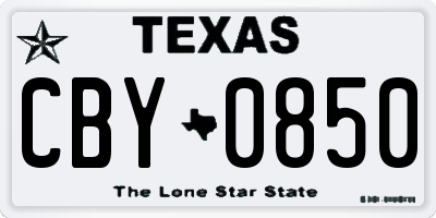 TX license plate CBY0850