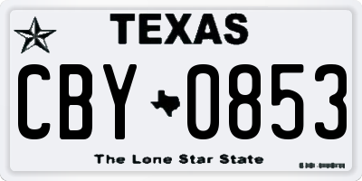 TX license plate CBY0853