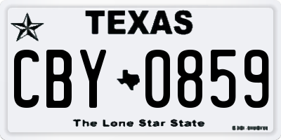 TX license plate CBY0859