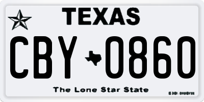 TX license plate CBY0860