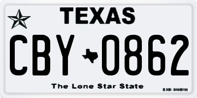 TX license plate CBY0862